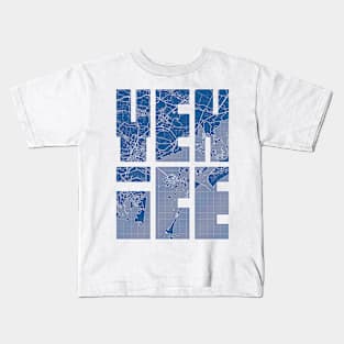 Venice, Italy City Map Typography - Blueprint Kids T-Shirt